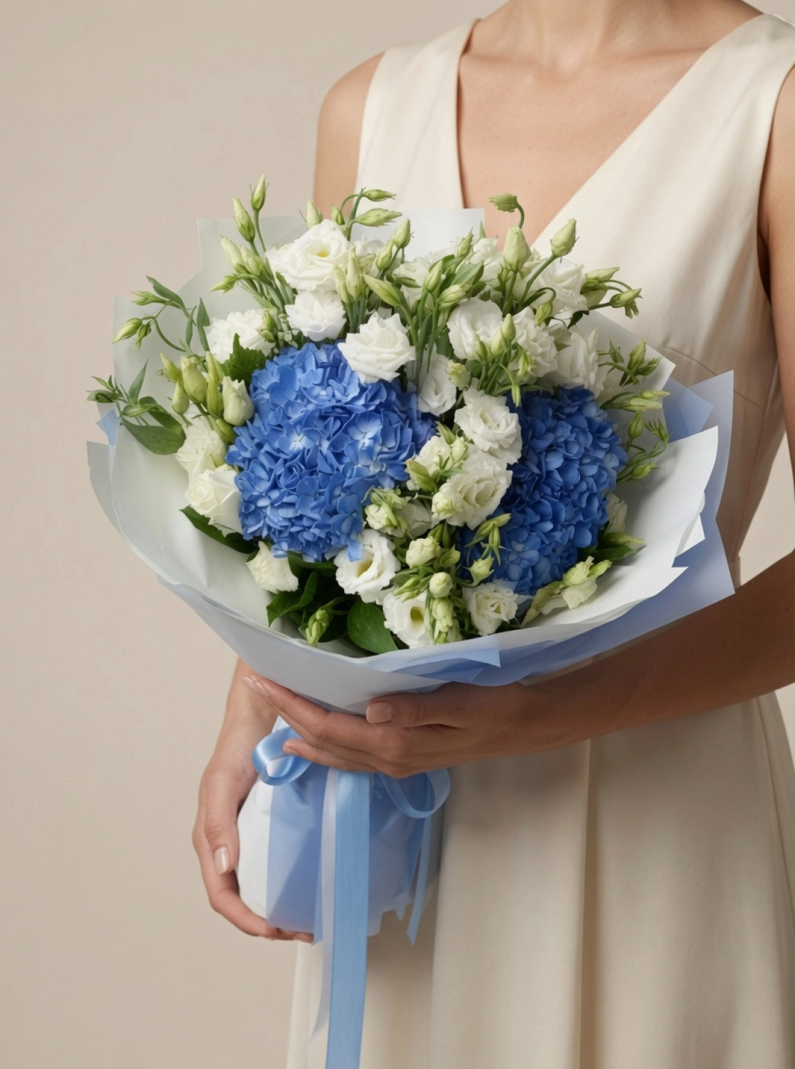 Mavi Ortanca Lisianthus Buket