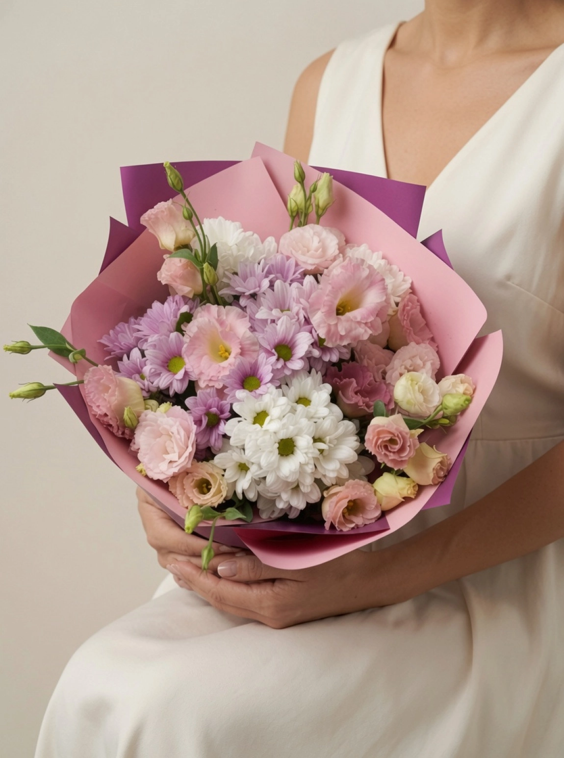 Papatya & Lisianthus Karışık Buket