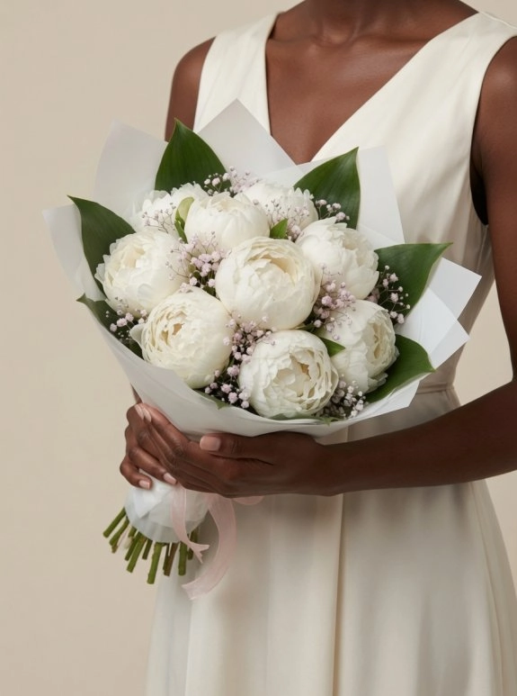 Beyaz Peony Premium Buket