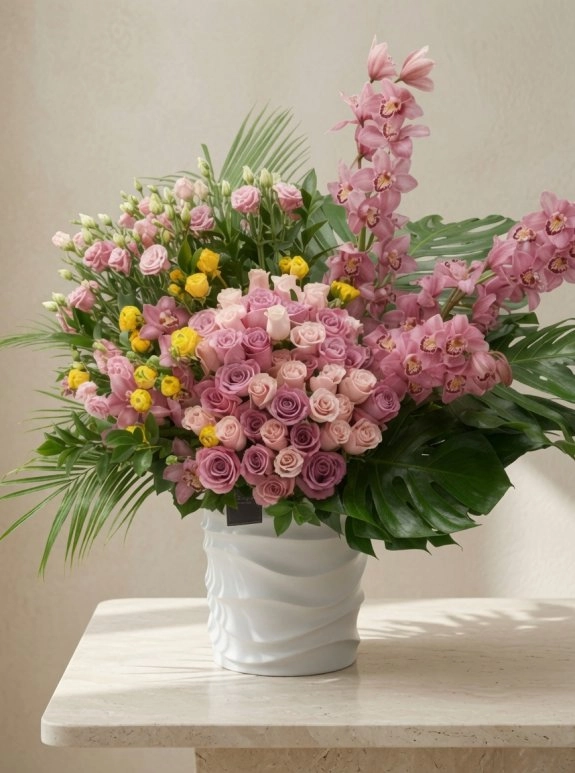 Cymbidium Orkide Sprey Gül Aranjman