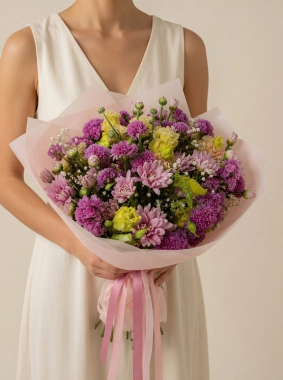 Lisianthus Krizantem Statis Buket