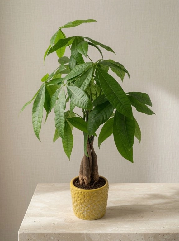Pachira (Para Çiçeği) Küçük Saksı Çiçeği + Vazo 70 Cm