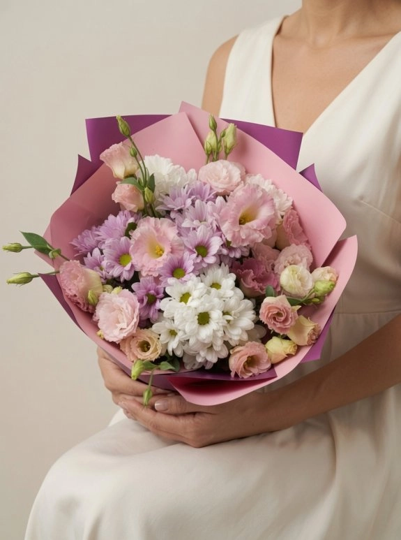 Papatya & Lisianthus Karışık Buket