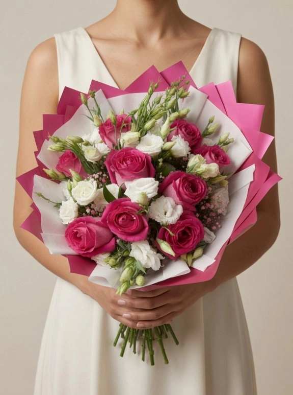 Pembe Güllü Lisianthus Buketi
